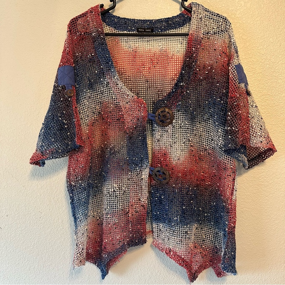Katie Todd Mesh Cardigan Patriotic